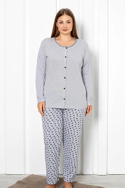 Pijama din bumbac pentru femei de la Royalfashion cu 2 piese cu inimi MĂRIME PLUS