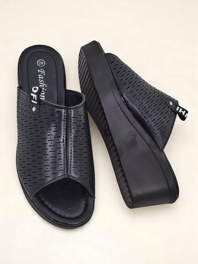 Royalfashion Klapki pou fanm sou talon Luna Wedge