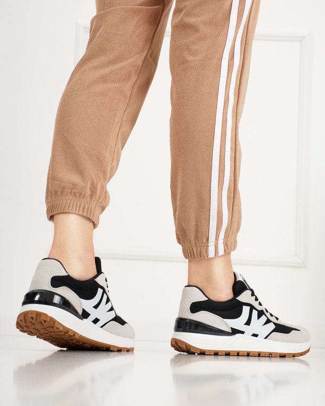 Tenisori de damă negri cu inserții gri Narisa - Încălțăminte