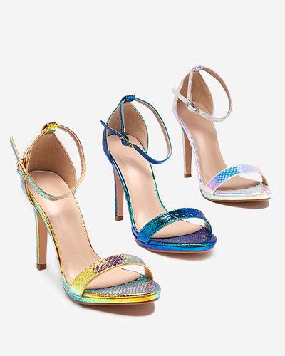 OUTLET Sandale holografice dama argintii pe toc stiletto Fasiro - Incaltaminte