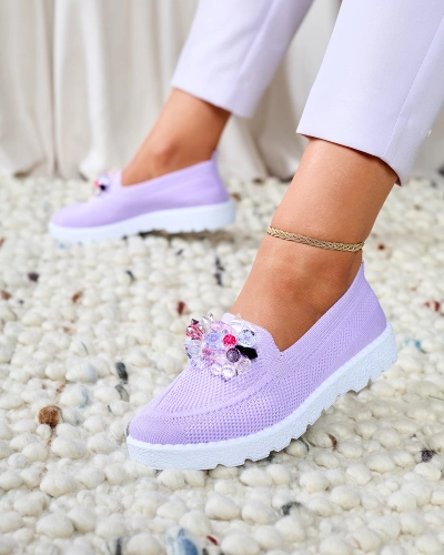 Royalfashion Pantofi de damă cu jumătate de alunecare împodobită violet Enweta