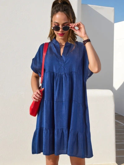 Tunică femeiască Royalfashion cusută care amintește de o rochie din denim