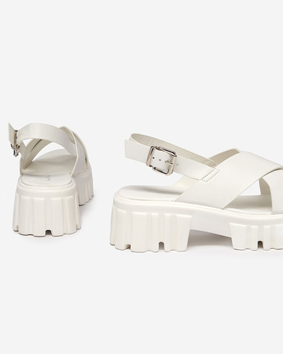 OUTLET Sandale albe de dama pe talpa masiva Otida - Incaltaminte