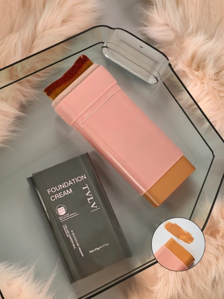 TVLV Fondasyon pou figi matifyan nan baton ak bwòs entegre Warm Beige