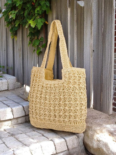 Royalfashion Geantă mare de damă din paie Sunny Straw