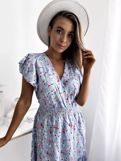 Royalfashion Rochie mini de damă albastră cu motiv floral