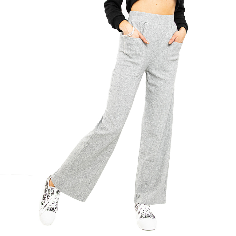 Pantaloni de jogging drepti gri pentru damă - Îmbrăcăminte