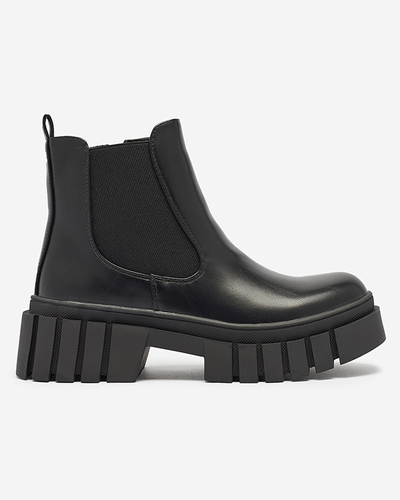 Cizme negre de damă cu talpă mai groasă Olilno- Footwear