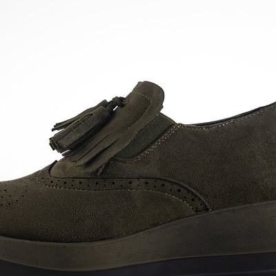 Încălțăminte pentru femei verde închis pe platforma Jacob - Încălțăminte