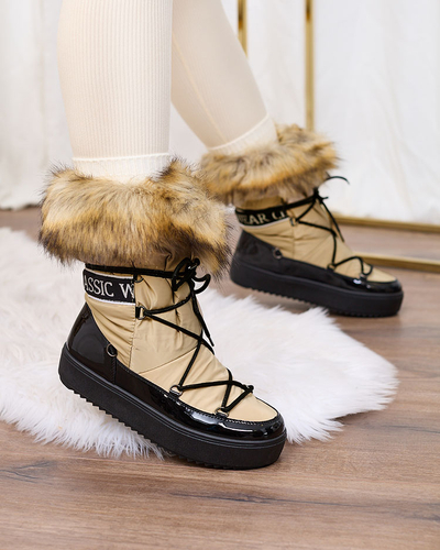 Royalfashion Cizme de iarnă a'la bej și negru pentru femei Gomllo