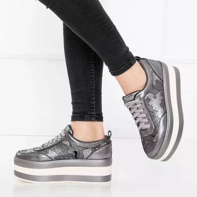 OUTLET Pantofi dama gri pe platforma Exira - Incaltaminte