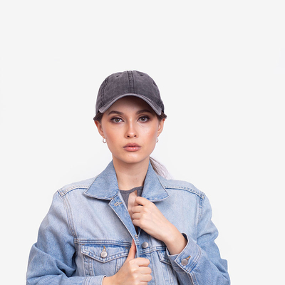 Șapcă de baseball din denim negru de damă - Accesorii