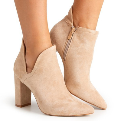 OUTLET Botine de dama maro deschis cu decupaj Alania - Incaltaminte