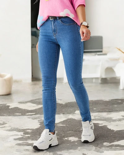 Royalfashion Jeans din bumbac pentru femei cu croi conic