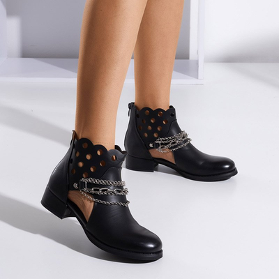 Ghete negre cu decupaje și lanțuri argintii Tierra - Încălțăminte