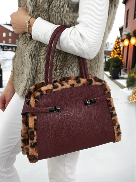 Geantă mică de damă din piele ecologică cu imprimeu de panteră Panthory