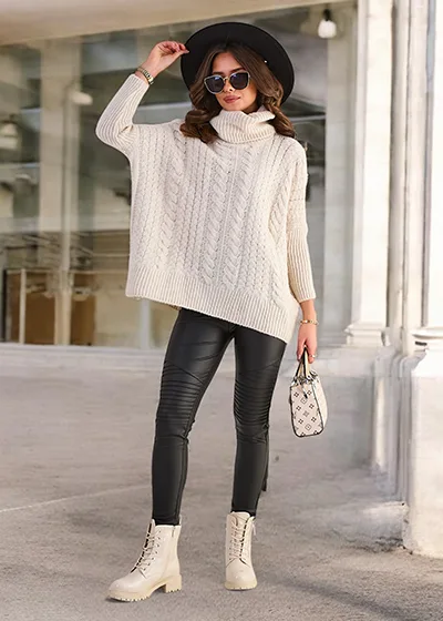 Royalfashion Pulover cu guler înalt pentru femei