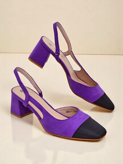 Royalfashion Zapatos de salón de tacón bajo con adorno en la puntera Eleganzo para mujer
