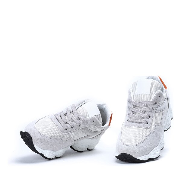 Biało - szare buty sportowe na wyższej podeszwie Faith - Obuwie