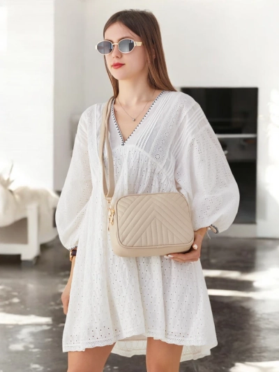 Royalfashion Geantă mică ovală pentru femei, din eco-piele quilted