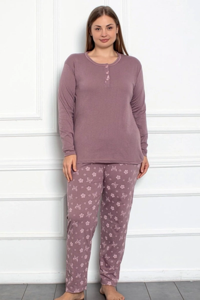 Royalfashion Pijamale din bumbac pentru femei, 2 piese, cu model fluture, MARIME MARE