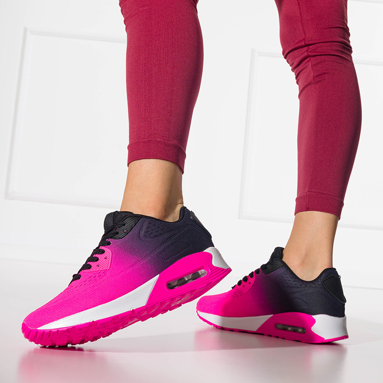 Pantofi sport de damă fucsia și negru pe platforma Tigeris - încălțăminte