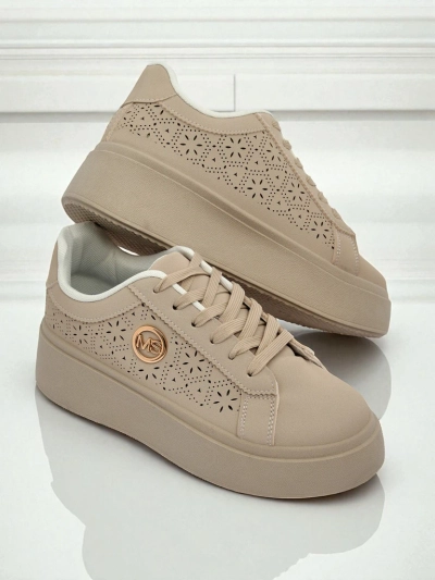 Sneakers de damă cu platformă Callista Royalfashion ecru piele ecologică