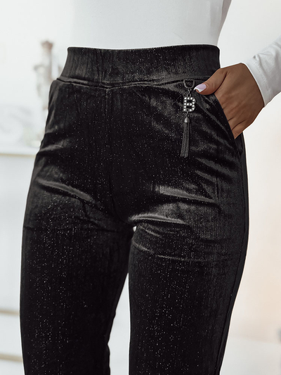 Royalfashion Pantaloni din țesătură de catifea maro închis pentru femei