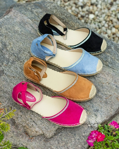 OUTLET Royalfashion Espadrile de damă cu zirconii în albastru Rieta