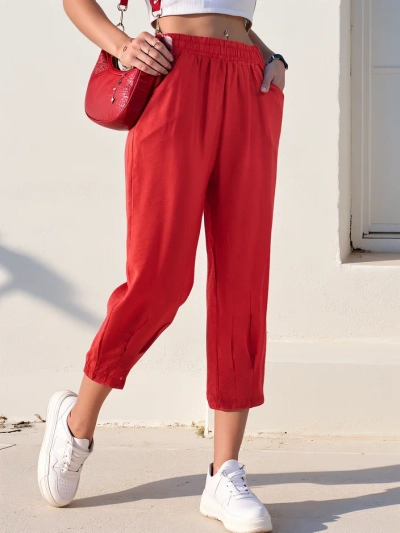 Pantaloni drepți pentru femei Royalfashion din țesătură 7/8