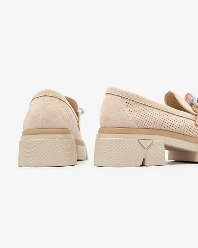 Mocasini bej traforați de damă Peloga- Footwear
