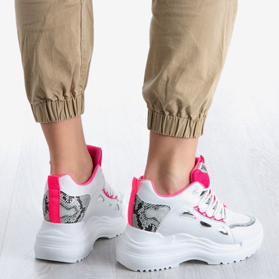 Adidași albi pentru femei cu talpă groasă Gisela - Încălțăminte