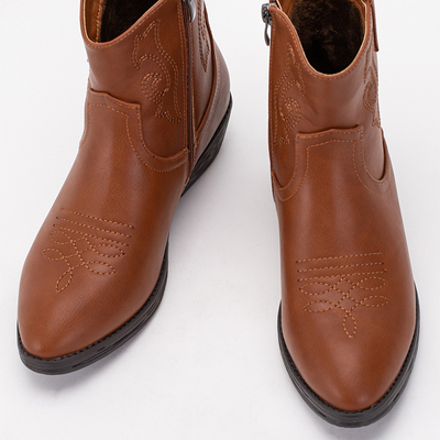 Ghete a'la cizme cowboy cu broderie în culoarea cămilă Isitala - Încălțăminte