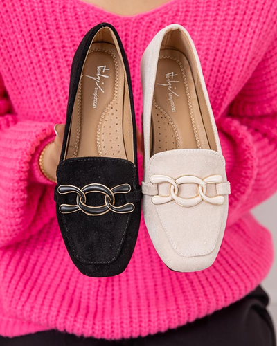 Mocasini negri de dama cu decor Olly - Incaltaminte