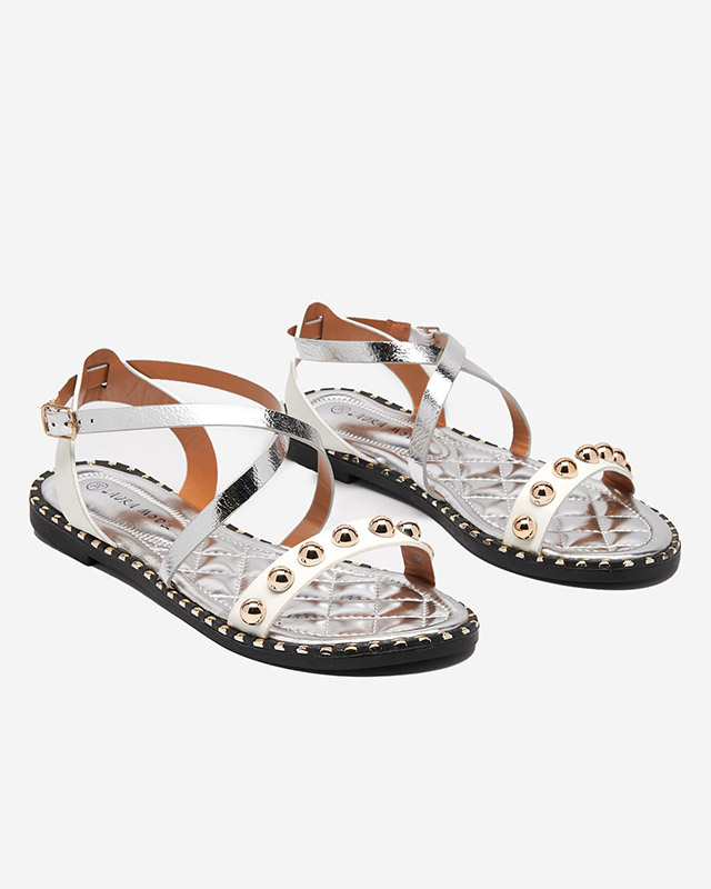 OUTLET Alb - sandale de dama argintii cu jeturi Hanim- Incaltaminte