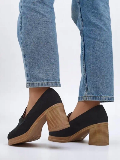 Royalfashion mocasini cu toc masiv pentru femei Apareus