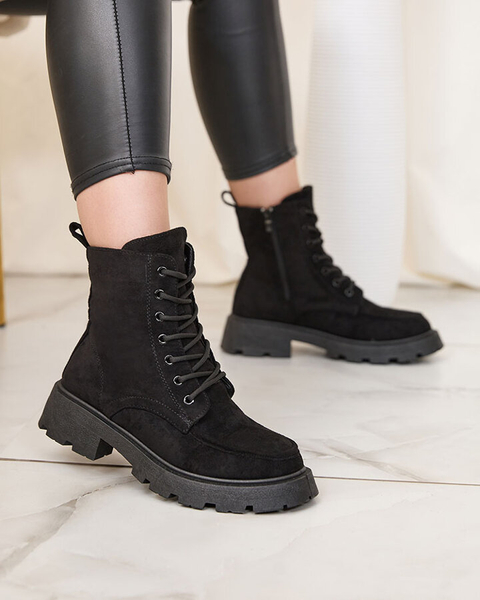 Royalfashion Cizme cu șiret Oroccar negru pentru femei