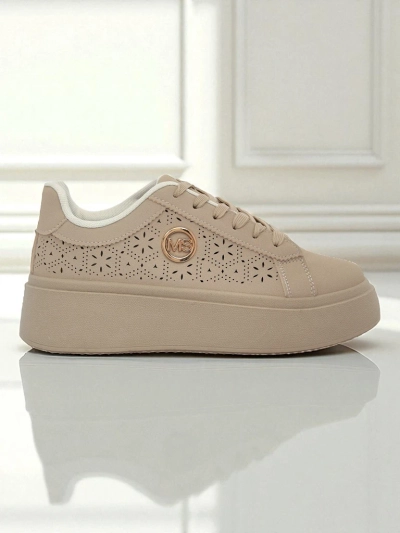 Sneakers de damă cu platformă Callista Royalfashion ecru piele ecologică