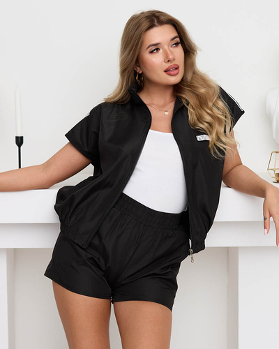 Costum sport de damă negru cu fermoar - Îmbrăcăminte