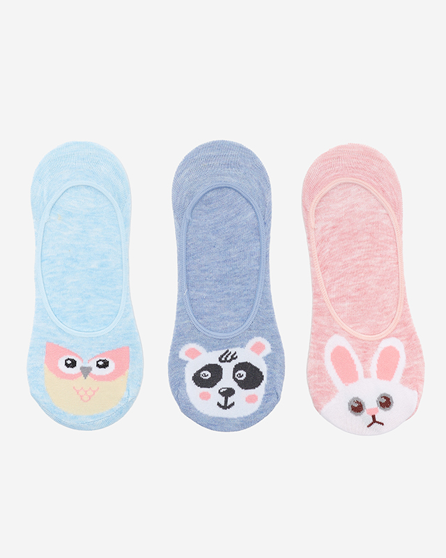 Șosete de damă roz, bleumarin și albastru cu imprimeu animal 3 / pachet - Lenjerie intima