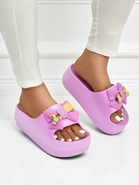 Royalfashion Șlapi de damă din cauciuc cu fundiță decorativă Alday