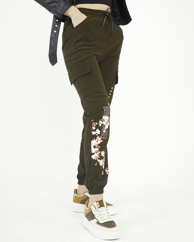 Pantaloni cargo de damă, verzi - Îmbrăcăminte