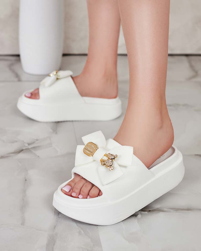 Royalfashion Șlapi de cauciuc pentru femei cu fundiță decorativă Apis