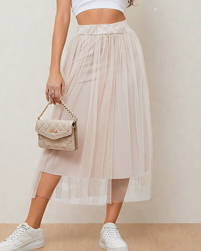 Royalfashion Fustă midi cu două straturi pentru femei