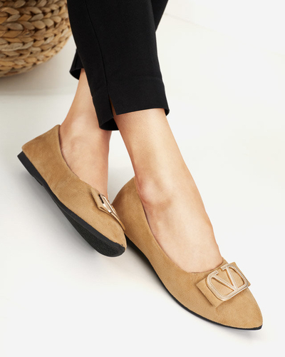 OUTLET Balerini de dama bej cu ornament pe varf Cavo - Pantofi