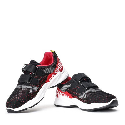 Dziewczęce sportowe buty w kolorze czarno - czerwonym Marrlina - Obuwie