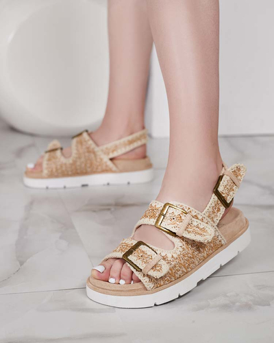 Royalfashion Sandale Lunnay eko de damă din piele de căprioară