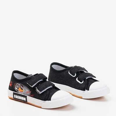 OUTLET Adidași negri din velcro pentru copii Jeff - Încălțăminte
