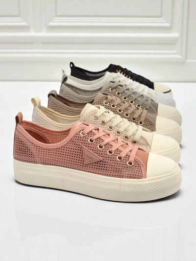 Tenis fanm Afrodyta Rosa - soulye woz rèspirant twal pou ete