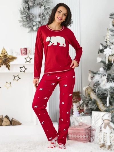 Pijamale de Crăciun din bumbac pentru femei Royalfashion cu urs polar